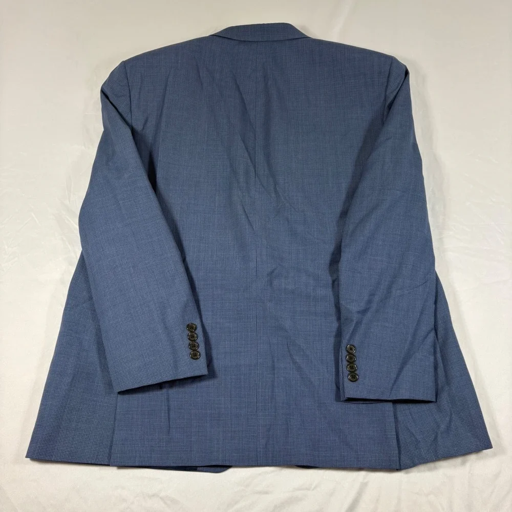 Ralph Lauren Men 48L Blue Wool Blend Check Blazer Sport Coat Jacket Professional